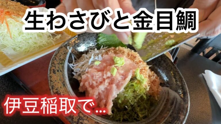 確か、伊豆稲取で「生わさび丼」と「金目鯛の煮つけ」を頂きました