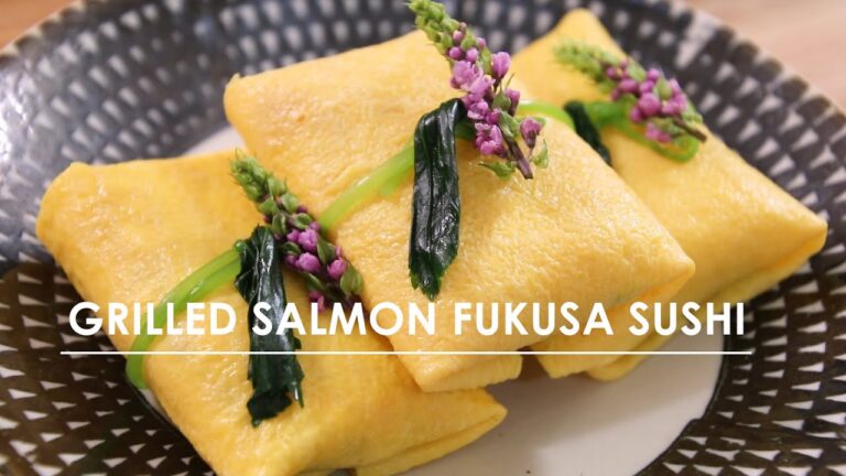 焼き鮭ふくさ寿司の作り方 // How to make GRILLED SALMON FUKUSA SUSHI