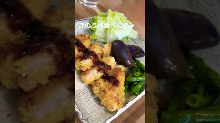 【食事記録】きのう何食べた？/ササミフライ/サラダ/揚げ野菜/そうめん