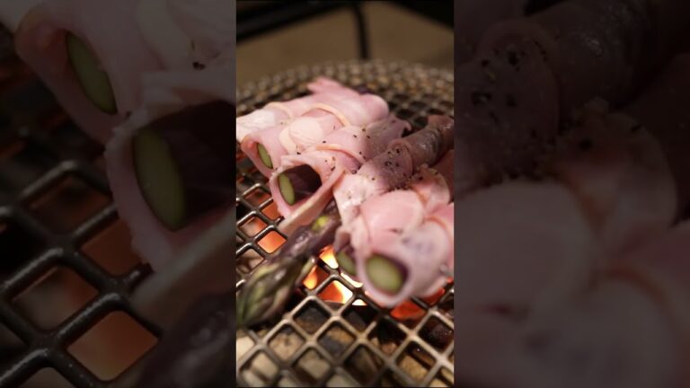 紫アスパラベーコンがうますぎる！！【七輪】#bbq #飯テロ #asmr