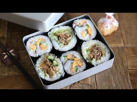 【お弁当作り】ごちそうサラダ巻き寿司弁当Sushi bento＃529