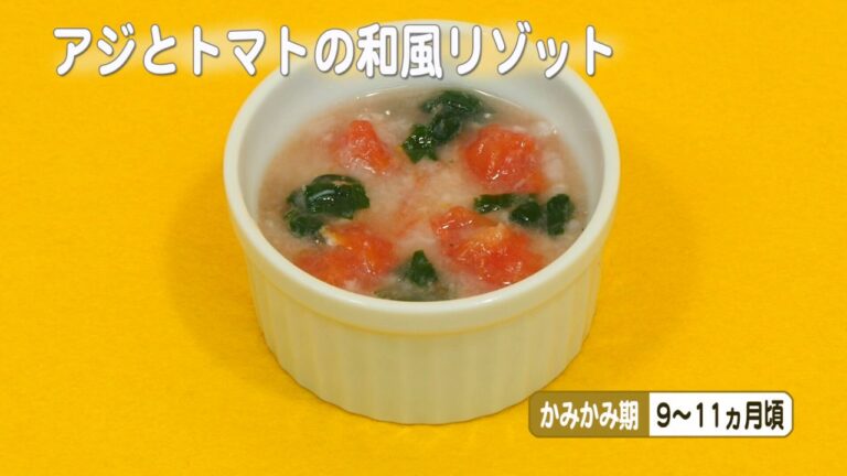 魚の離乳食レシピ「フィッシュスタート」（⑧【かみかみ期】アジとトマトの和風リゾット）