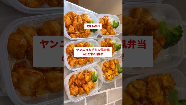 【1食160円】【ヤンニョムチキン風弁当】6日分作り置きして冷凍🍳#shorts #作り置き#弁当