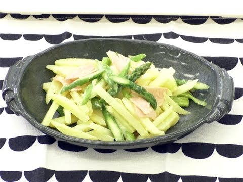 令和元年地産地消クッキング6月号『アスパラとジャガイモのマヨバター炒め』