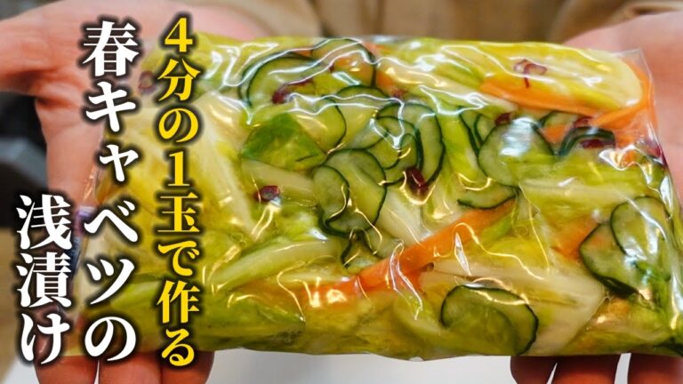 【春キャベツ漬けレシピ】1/4玉で食べ切り浅漬けの作り方！【和食の基本】