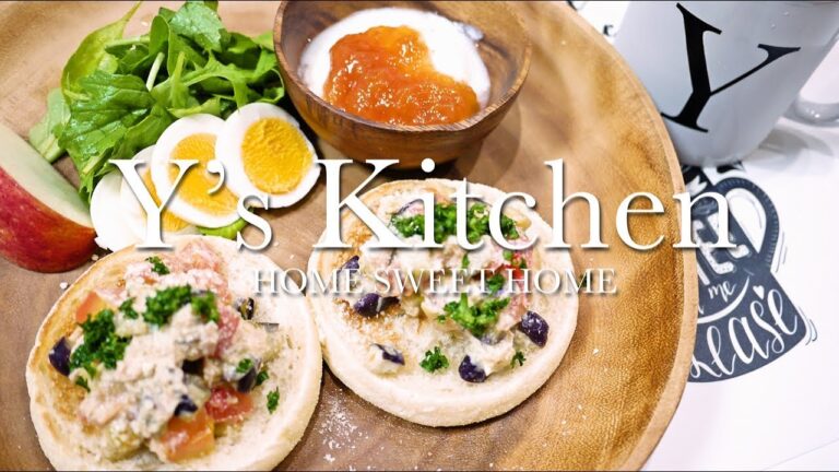 【料理音】朝ごはんを作る。ナスとトマトのイングリッシュマフィン