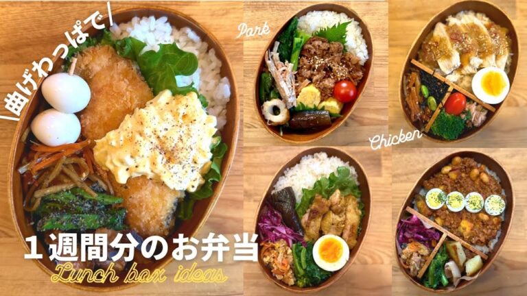 【お弁当作り18】 栄養満点！平日５日間のお弁当の献立 | 曲げわっぱの詰め方【bento / Japanese food】