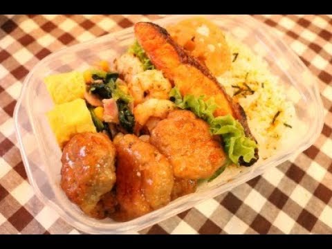 【夫のお弁当】調理動画＃22「簡単つくね弁当」豚挽き肉で作りました～bento