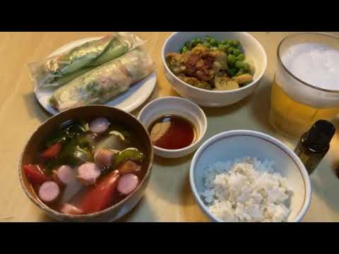 晩ごはん【134】タンドリー味のチキンと簡単生春巻き