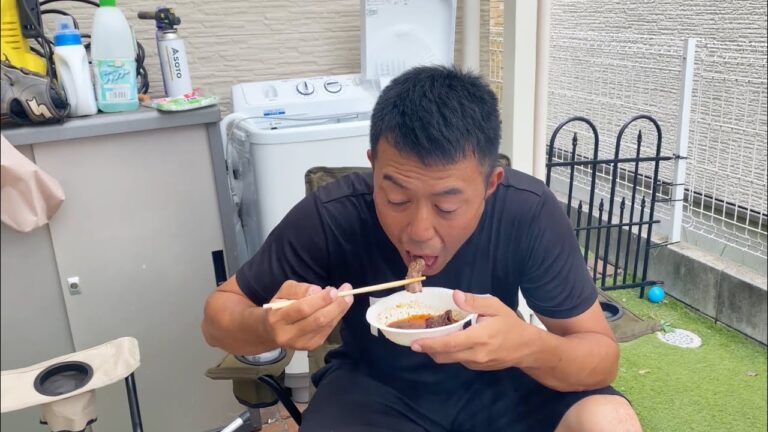 【男一人車中飯】番外編　盆休み家族と庭で焼肉！カルビ  豚ロース  鮎  サザエ
