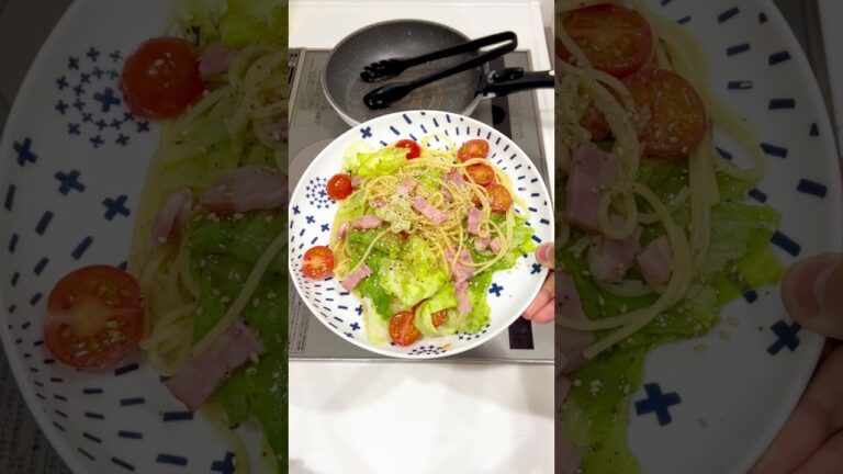 レタスとトマトとベーコンでパスタを作ってみた！