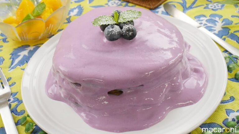ぜんぶ自然の色！ ブルーベリー ごろごろ パープル パンケーキ のレシピ 作り方
