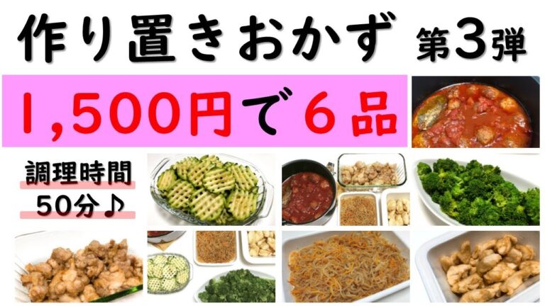 【作り置きおかず：第３弾】50分で6品の簡単・節約レシピ！お弁当にも♪