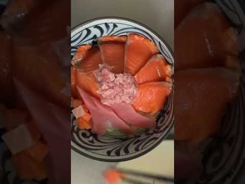 冬でも美味！サーモン丼食べました!!#shorts #海鮮丼 #サーモン