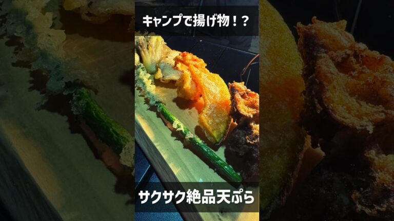 キャンプ場で揚げ物!?絶品天ぷら盛り合わせ #shorts #キャンプ飯 #こっこー #野営同好会