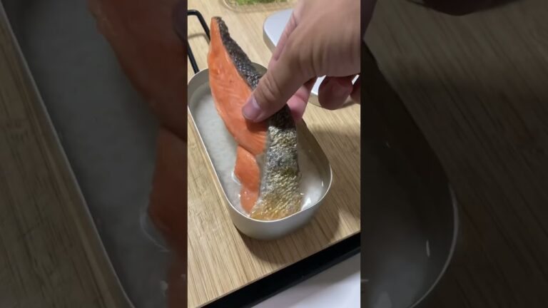 秋飯といえば鮭ご飯　#shorts #キャンプ #キャンプ飯 #メスティン #自動炊飯 #鮭 #秋