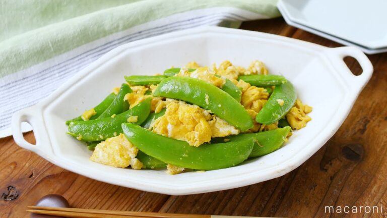 【スナップえんどうの卵炒め】お弁当の彩りおかずにも！パリッとした食感と甘みがクセになる♪｜macaroni（マカロニ）