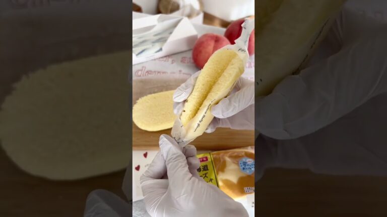 北海道チーズ蒸しケーキで超簡単オムレット👩🏻‍🍳#オムレット #おうちカフェ #お菓子作り #桃 #桃スイーツ #簡単レシピ #peachcake #homecafe #レシピ #ヤマザキパン