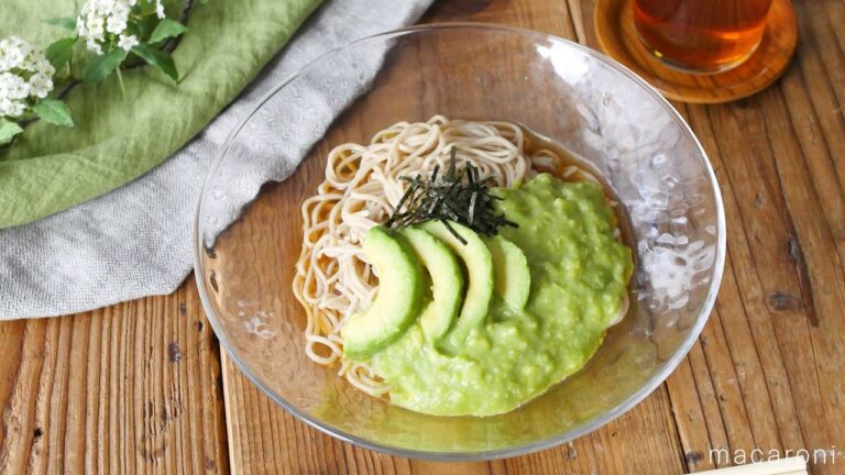 レンジでおそば。アボカドわさびそば