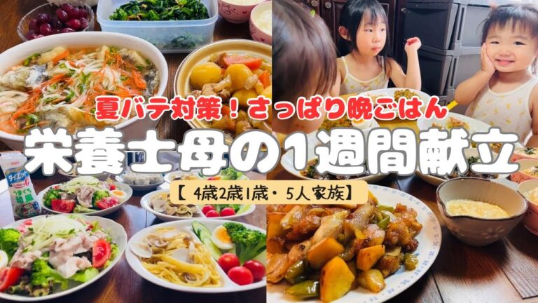【栄養士母の1週間献立】  夏バテ対策！さっぱり食べられる晩ごはんのおかずを紹介 #4【専業主婦3児の母】
