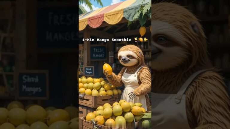 Making Mango Smoothie first time 🤤 🍹 | Cute Animal Short #shorts  #cute #fypシ゚viral