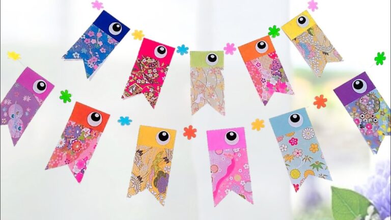 【超簡単】🎏こいのぼりの作り方🎏切って貼るだけ✨【100均おりがみ】ガーランド How to make carp-shaped streamers