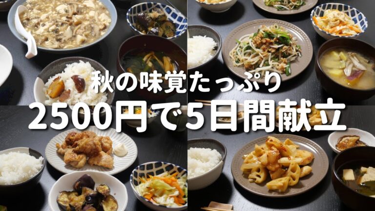 【5日間献立】食欲の秋！秋を感じる晩ごはんレシピ【二人暮らし】