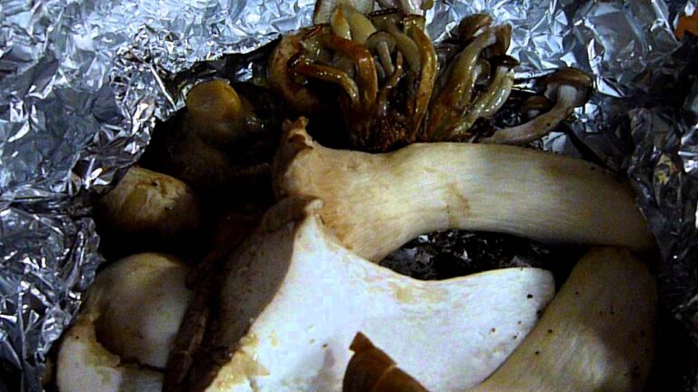 キノコバター焼き、バチバチ～