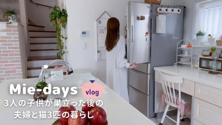 204. 【夫婦と猫3匹の暮らし🐱】お仕事のある1日🍞☕️お掃除／朝昼晩の簡単レシピ🥰夫婦の会話