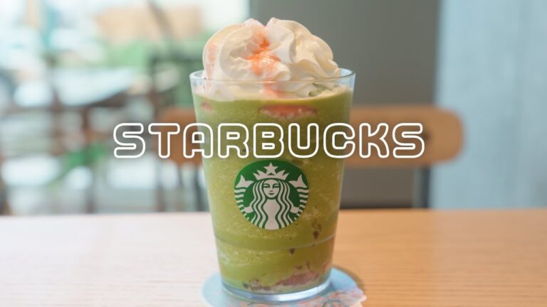 【スタバ新作】抹茶と桜わらびもちフラペチーノ＆宇治抹茶チーズケーキを実食！ | 4K Cafe Vlog #206