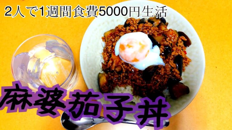 #簡単 #レシピ #豚挽き肉 #ナス消費【麻婆茄子丼】【節約レシピ】【1週間食費5000円】イオンで1週間分まとめ買い