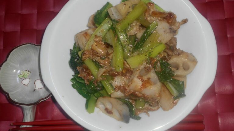 小松菜と豚こま肉のペペロンチーノ炒め：全編