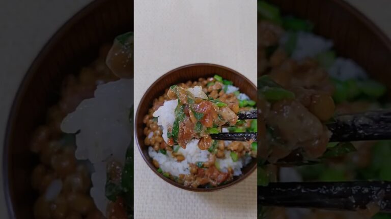 最高の風味！納豆×アスパラ×梅×しそ＃shorts