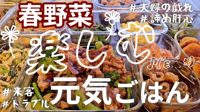 【作り置き12品】ハプニング・来客挟みつつ来週に向けて春野菜を美味しく準備♪/チヂミ/ごまマヨサラダ/うま塩/ナゲット/梅味噌