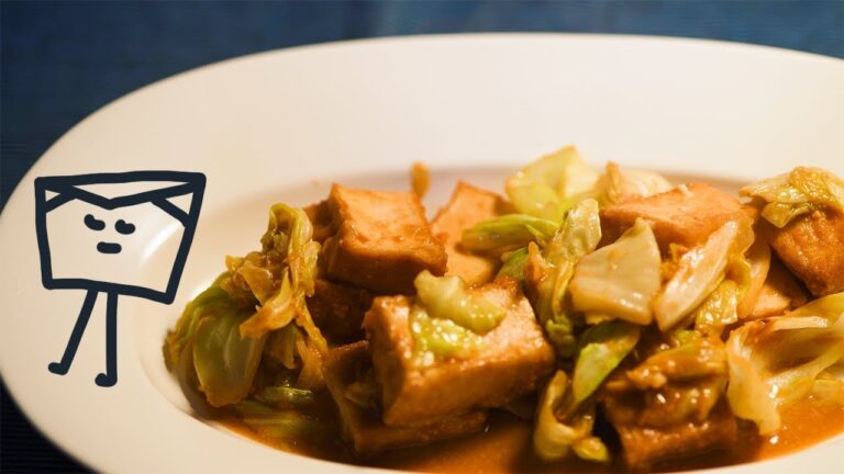 キャベツと厚揚げのみそ炒め (失敗)