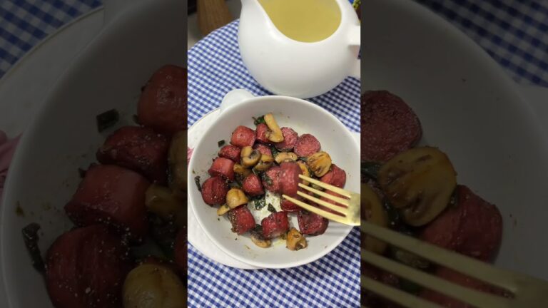 Black coffee,Sausage,Grilled mushrooms.