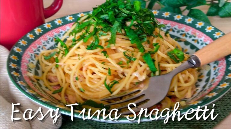 【ツナのスパゲッティー】一番簡単な作り方｜ニンニクしょうゆ味｜フライパン１つで15分｜常備品のツナ缶とスパゲッティーでつくる｜The easiest way to make it