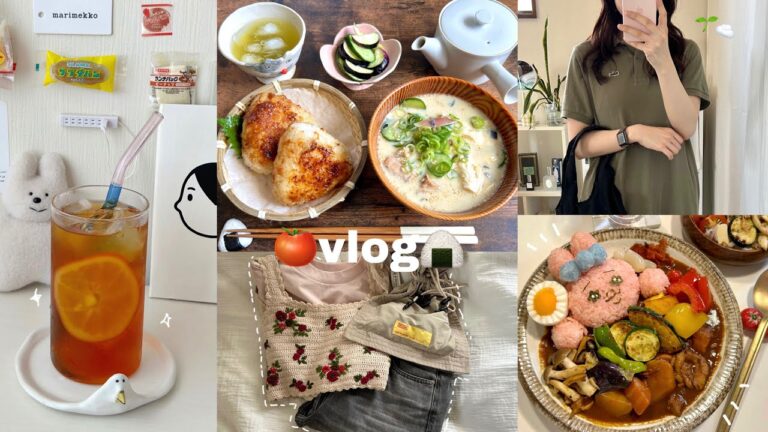 vlog》1人が好きな社会人のおうちごはんと休日記録👒｜梅みそ焼きおにぎりと冷や汁🍙｜トマトと大葉とチーズの冷製パスタ🍅｜夏野菜カレー🍛｜雑貨購入品紹介etc…