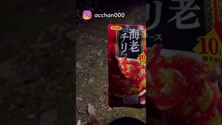 焚火でエビチリを作ります(キャンプ料理)