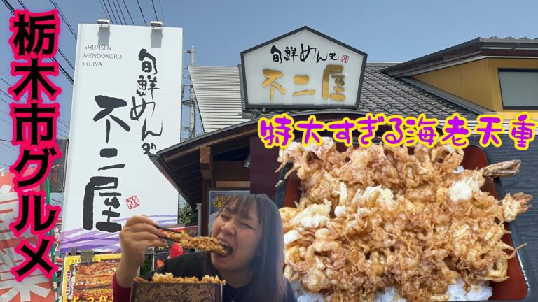 【栃木市】不二屋💚豊富な和食のメニューにセットものが充実😌✨デカすぎる海老天重のエビ🦐タレが衣にがっつりついて米が進む🍚男性人気のセットはほぼ二人前の量😉しかも値段は950円でコスパ良し👌