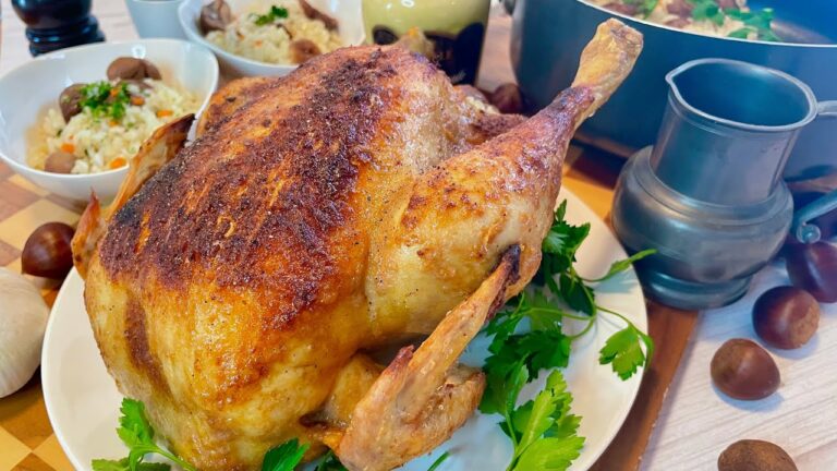 【家庭で再現するプロのローストチキン#76】１００度のオーブンで？？しっとりジューシーに！！栗のピラフをたっぷり詰めて： Polet Rôti de Chef Ichi  / Riz Pilaf