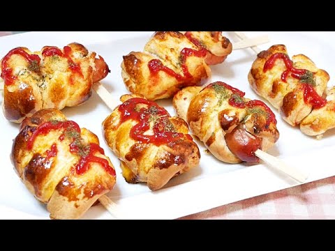 ホットケーキミックスで作るウインナーロール(アメリカンドッグ)Vienna sausage roll made with hot cake mix