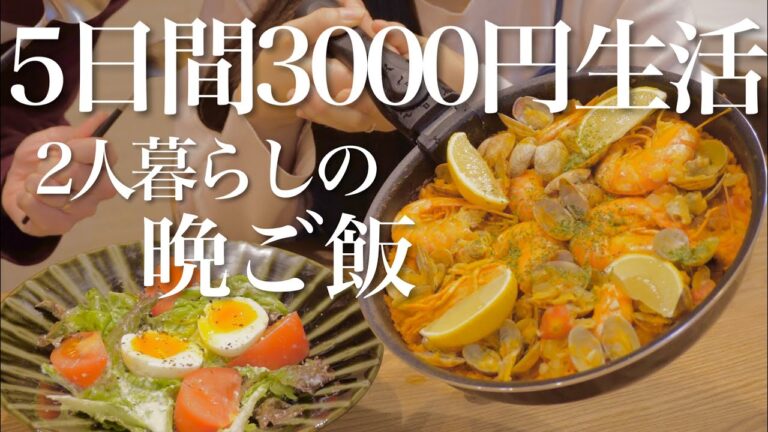 【節約】2人暮らしの平日5日間の晩ごはん3000円でも大満足！26歳共働き夫婦【おうちごはん】パエリア / ハンバーグ / 炊き込みご飯 etc.