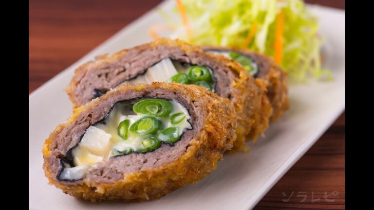 数秒でわかる「牛肉のレンコン巻きフライ」の作り方