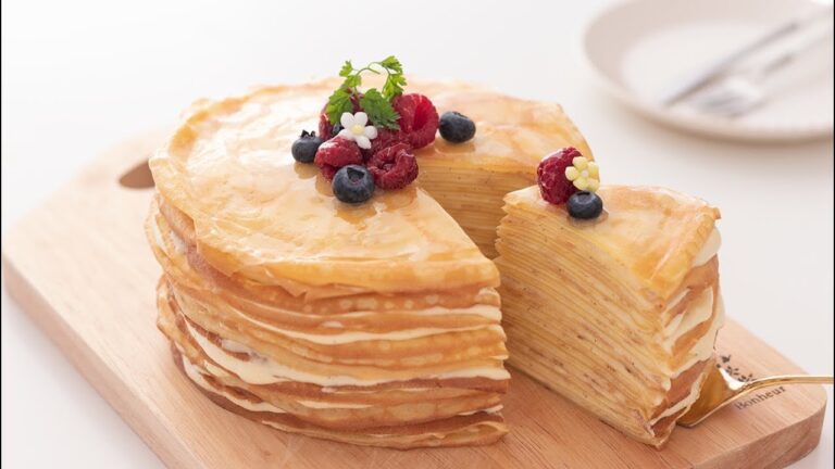 カスタード・ミルクレープの作り方 Custard Crepe Cake＊Without Oven｜HidaMari Cooking