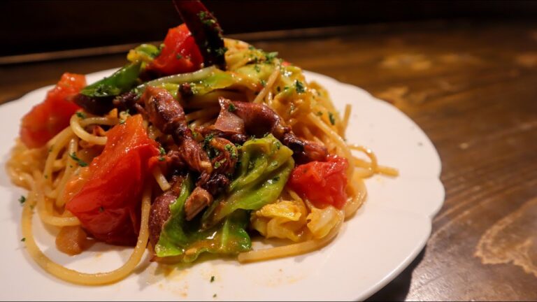 ホタルイカと春キャベツのフレッシュトマトソース　真夜中レストランMENU44