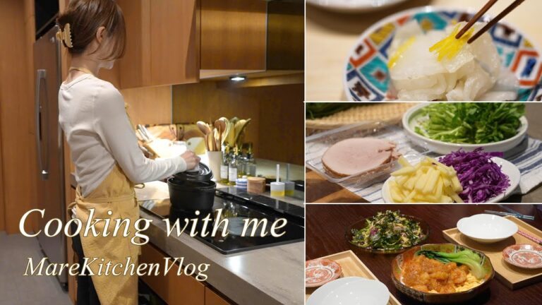 【料理VLOG】アレンジ自在の牛すじ煮で楽しむ平日夜ごはん |  簡単エビチリ🍤 | 牛肉甘辛うどんのレシピ | cooking with me