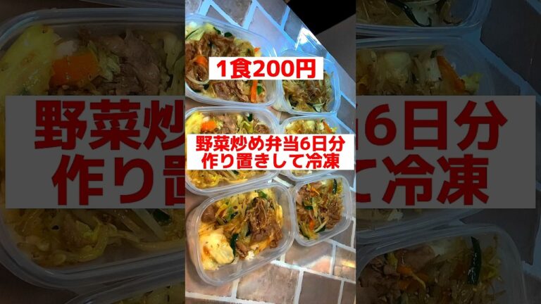 【1食200円】【野菜炒め弁当】6日分作り置きして冷凍する　#shorts #作り置き #料理