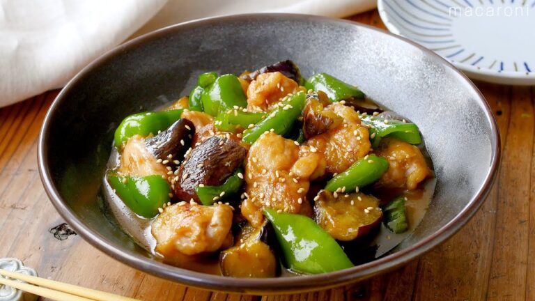 【鶏ももとなすとピーマンの甘辛炒め】フライパン一つで手軽に！ご飯が進む♪