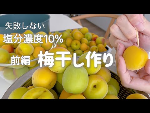 失敗しない【梅干し】づくり/梅仕事3年目の主婦が作る我が家の梅干し/塩分10%/南高梅で作る赤紫蘇梅干し【前編】動画